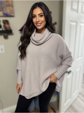 aerie Pale Pink Cowl Neck Sweater